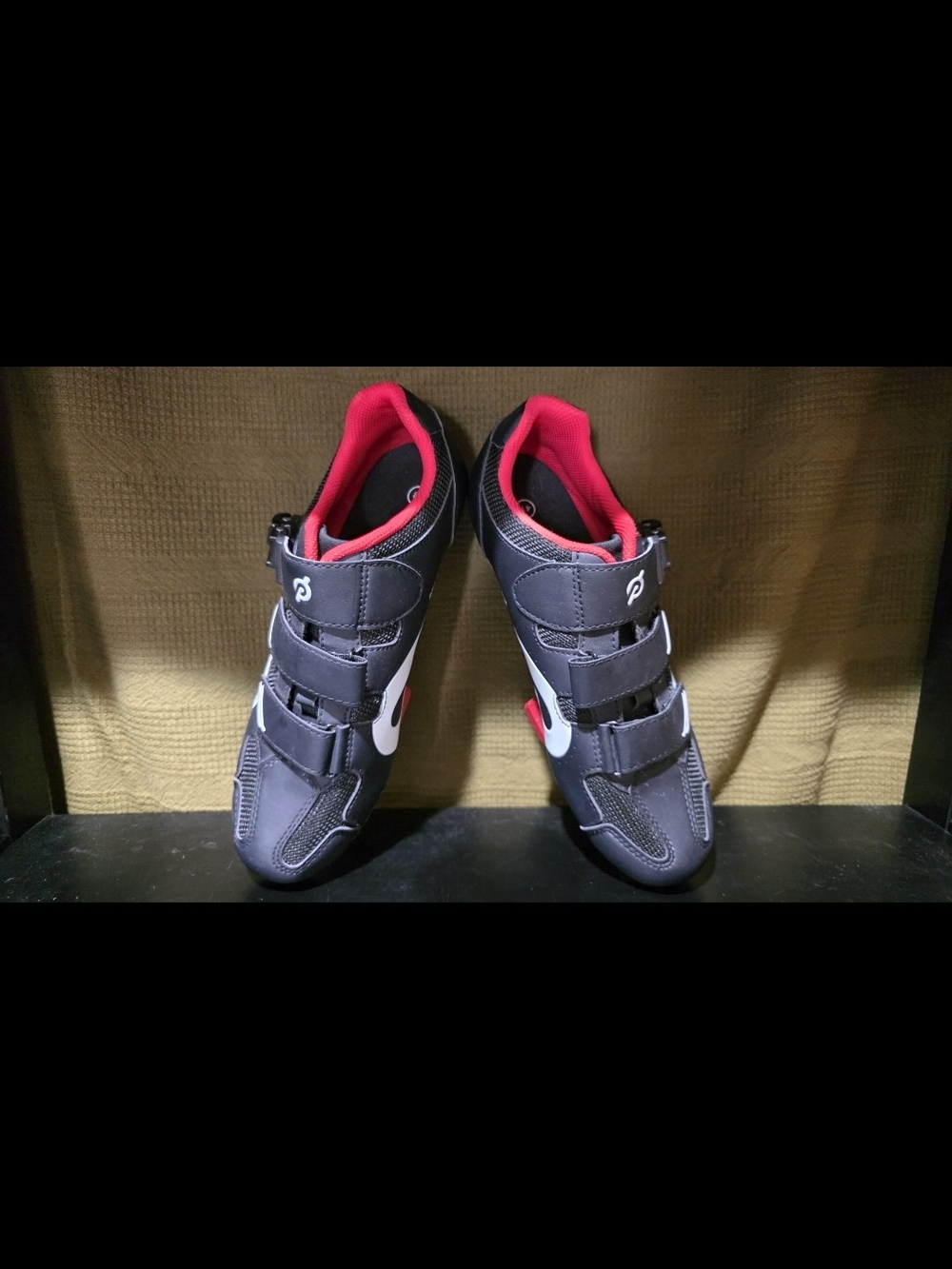 Peloton Women's Cycling Shoes in Black with Red Accents